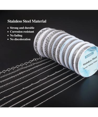 Ecoofor 304 Stainless Steel Jewelry Chains - 78.7 Ft, 10 Rolls for DIY Necklace Bracelet Making - Buy Online on GoSupps.com