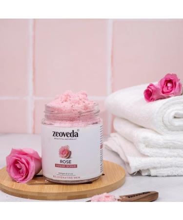 Organic Rose Face & Body Sugar Scrub | Deep Exfoliation Removes Blackheads & Whiteheads | Natural SLES & Paraben Free | All Skin Types (150g - Buy Online on GoSupps.com