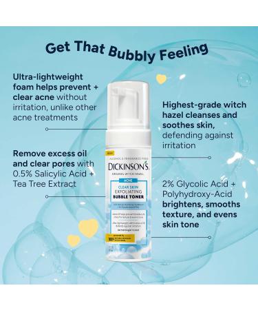 Dickinson s Witch Hazel Exfoliating Bubble Toner with 0.5% Salicylic Acid Glycolic Acid & Niacinamide | Clears Pores Smooths Texture Brightens Skin | Alcohol-Free Fragrance-Free | 5 Fl Oz - Buy Online on GoSupps.com