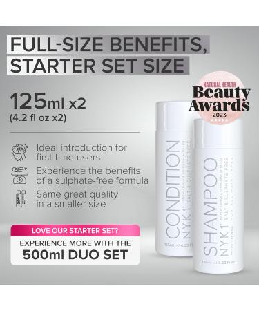  NYK1 NYK1 Salt and Sulphate Free Shampoo & Conditioner (Starter Kit - 2 x 125ml) Sulfate Free for Extensions Colour & Keratin Treatment - Gentle Cleaning & No Stripping - Buy Online on GoSupps.com