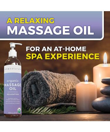 Organic Lavender Massage Oil (8 fl. oz.) - Non-Greasy Body Oil for Couples | USDA Certified | Relaxation Scented - Buy Online on GoSupps.com