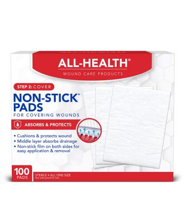All Health Non-Stick Pads | For Covering & Protecting Wounds  3x4 Inch  100 Count (Pack of 1)