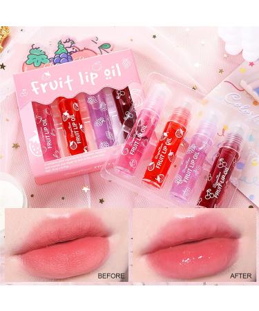 KTouler 4 Pcs Fruit Lip Oil Set - Moisturizing & Hydrating Lip Gloss Kit for Women - Buy Online on GoSupps.com
