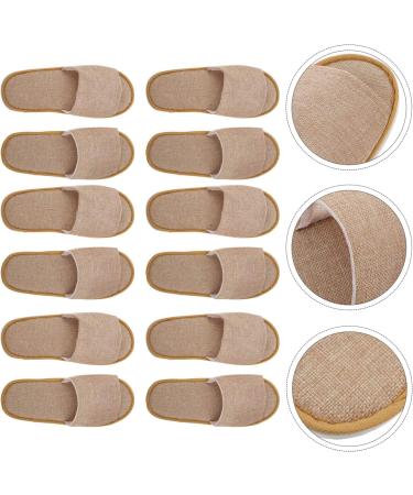 6 Pairs Non-Slip Cotton & Linen Slippers for Men | Disposable Indoor House Shoes - Buy Online on GoSupps.com