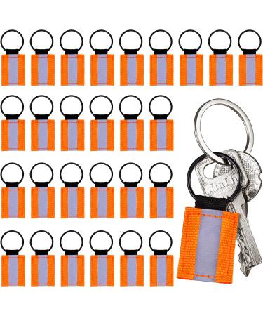 Tuanse 30 Pcs Reflective Zipper Pulls Double Sided Reflective Tag Bright Nylon Keychain Label Reflective Gear Safety Tactical Backpack Fluorescent Tags for Kids Adults Dog Collar Sports Gears Orange