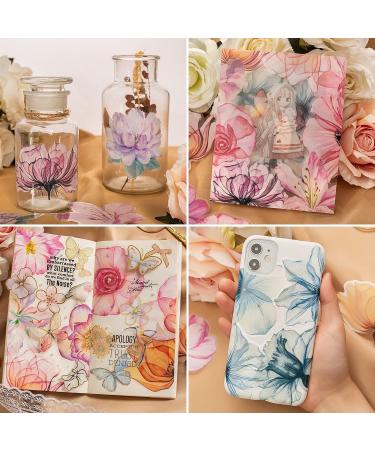 LakoArt 80-Piece Large Transparent Waterproof Flower Stickers Set - Decorative Floral Vinyl Decals for Planner, Scrapbook, Aesthetic Room Decor - Ideal for Bullet Journals, Collage & More - Buy Online on GoSupps.com