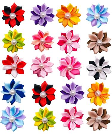 JpGdn 40 PCS Small Dog Hair Bows with Elastic Rubber Bands Handmade Colorful Pet Bow for Small Medium Puppy Doggies Cats Kitten Attachment Grooming Accessories bows with rubber band - Buy Online on GoSupps.com