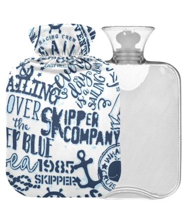 Naanle vintage Sea anchor hot bottle with reference transparent hot water bottle 1L heat bottle for handfoot warmer pain relief heat and cold therapy