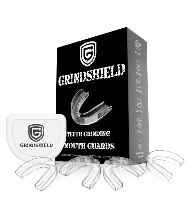 GRINDSHIELD Grinding Mouth Guard - Custom Fit  Trimmable - 4 Mouth Guards for Grinding Teeth & Case   Nightguard for Teeth Grinding  Bruxism Guard  Night Guard  Dental Guard  Clenching Mouthguard 4 Count (Pack of 1)