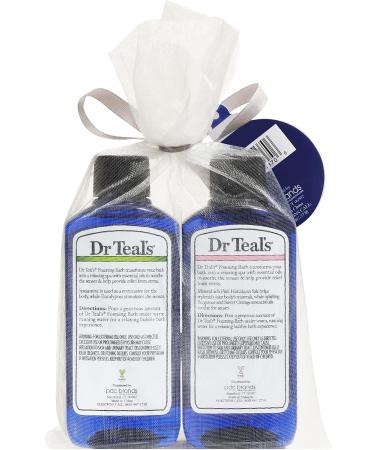 Dr Teal's Holiday Gift Combo Pack - 6 fl oz Total - Restore & Replenish with Pink Himalayan Salt, Relax & Relief with Eucalyptus and Spearmint - Skin-Nourishing Bath Experience - Buy Online on GoSupps.com