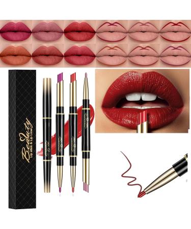 Housn 2-in-1 Double-End Lip Liner Pencil and Matte Lipstick Pen | Long-Lasting Contour Makeup for Girls and Women - Non-Stick, Not Fade (04#WaterRed) - Buy Online on GoSupps.com