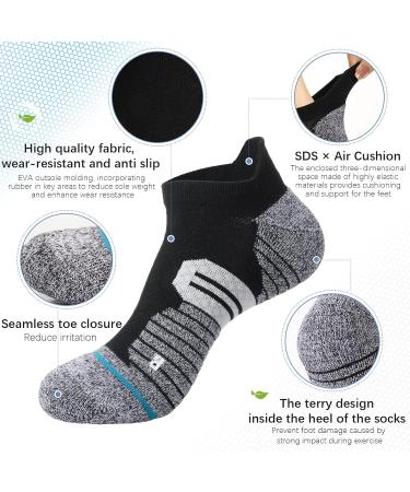 4 Pairs Plantar Fasciitis Socks for Men & Women | 15 mmHg Compression Support | Non-Slip Foot Care Running Socks (Black Navy Blue White). - Buy Online on GoSupps.com