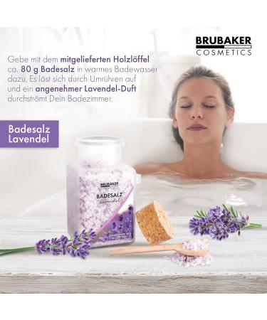 Brubaker Swimming Salt 3x400g - Lavender Fragrance - Wellness Bathing Additive with Flowers & Natural Extracts - Relaxation & Body Care with Wood Measuring Spoon - Buy Online on GoSupps.com