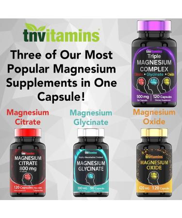Triple Magnesium Complex 500mg (120 Capsules) & Magnesium Glycinate 300mg (90 Capsules) - Buy Online on GoSupps.com