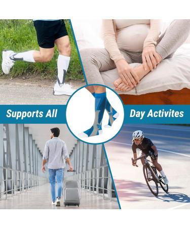 360 Relief Copper Compression Socks | Graduated Athletic Fit for Women & Men - Blue | Ideal for Running, Nurses, Shin Splints, Travel & Pregnancy | Includes Mesh Laundry Bag | L-XL Size - Buy Online on GoSupps.com
