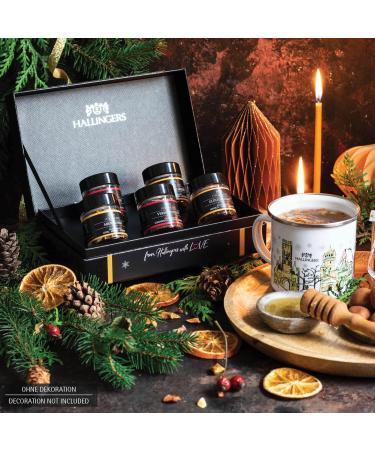 Hallingers Merry Christmas Orange Tea Gift Set - 5 Vegan Varieties in Screw Glasses | Perfect for Christmas Mother's Day Father's Day & Congratulations - Buy Online on GoSupps.com