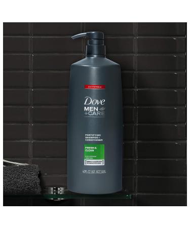 Dove Men+Care 2 in 1 Shampoo & Conditioner for Normal to Oily Hair 40 oz - Fresh & Clean Formula with Caffeine for Strengthening & Nourishing - Buy Online on GoSupps.com