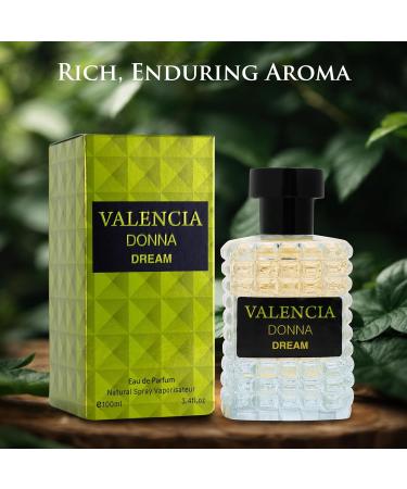 Valencia Donna Dream for Women Eau De Parfum - Citrus Floral Fragrance - Top Notes of Sweet Lychee & Calabrian Bergamot - Mid Tone of Turkish Rose Peony & Rose Water Blossom - Elegant 100ml Bottle - Buy Online on GoSupps.com