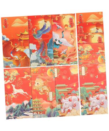 ABOOFAN 36 Pcs Trendy Red Envelope Lucky Money Envelopes Chinese Red Packets Chinese Festival Red Envelopes Chinese Red Envelope Wallet 2023 Year Red Envelope Lunar Calendar Paper Bronzing