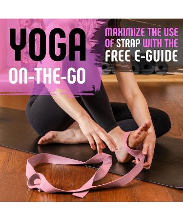 Gradient Fitness Yoga Strap with Friction-Less Easy-Feed Buckle - Pink (8 Feet) | Super Soft Cotton/Polyester Blend Webbing | Free eGuide - Buy Online on GoSupps.com