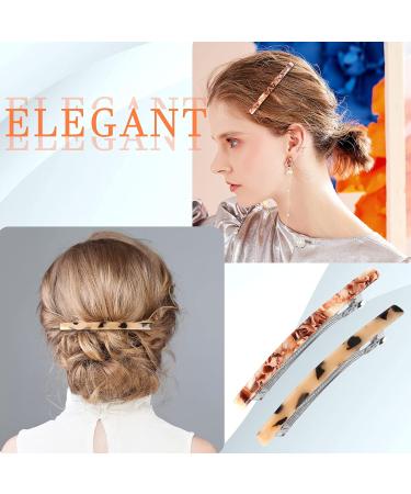 6 Pcs Automatic Acetate French Hair Clips - Rectangular Acrylic Ponytail Holders for Medium & Thick Hair - Buy Online on GoSupps.com