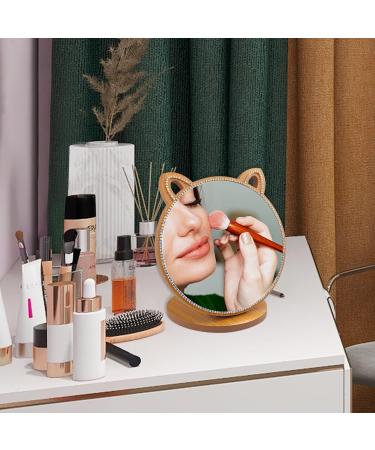 Louphee Cute Cat Vanity Makeup Mirror with Crystal Rhinestone Diamond - 6.7 Inch - Buy Online on GoSupps.com
