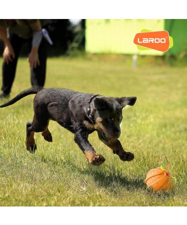 Laroo Squeaking Dog Ball - Interactive Natural Rubber Toy for Medium & Large Dogs - Durable 9cm Orange Football - Buy Online on GoSupps.com