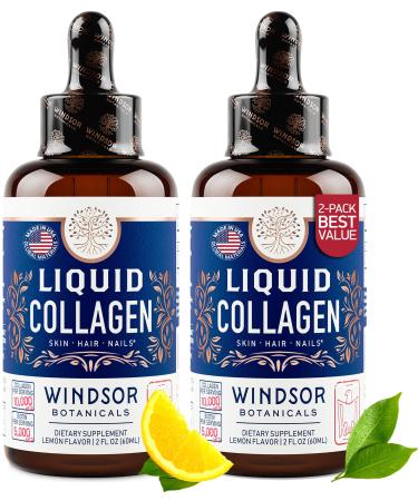 Liquid Collagen for Women Hair Skin and Nails Vitamins Collagen Supplements - Lemon Flavor Collagen Peptides Hair Growth Drink - 5 000mcg Biotin 10 000mcg Collagen Drops for Women - US MADE - 2x2oz