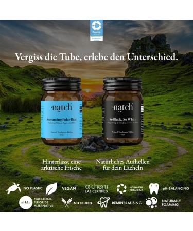 NATCH Toothpaste Tablets 2er Set - 85 Tabs Fluoride-Free Vegan Natural Foaming Plastic-Free Day & Night Routine for Healthy Teeth - Buy Online on GoSupps.com