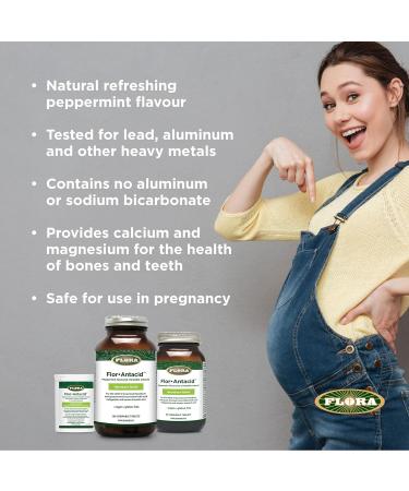 Flora Health Flor-Antacid - For the Relief of Occasional Heartburn and Upset Stomach Associated with Acid Indigestion and Excess Stomach Acid Real Pepperemint Oil Flovoured 180 Chewable Tablets - Buy Online on GoSupps.com