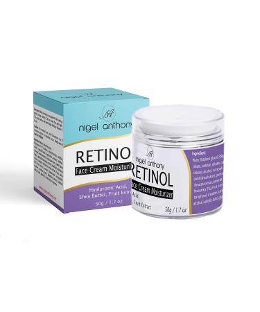 Nigel Anthony RETINOL Face Cream Moisturizer w/Hyaluronic Acid  Shea Butter  Fruit Extract. For Wrinkles  Fine Lines Use Night and Day