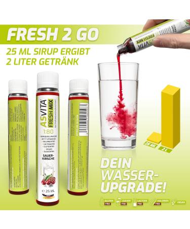 ASVITA Fresh Mix Beverage Concentrate - Sugar-Free Sour Cherry Syrup - 25ml Pack - International Shipping Available - Buy Online on GoSupps.com