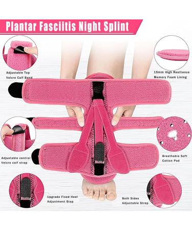 Valman Professional Plantar Fasciitis Night Splint - Comfortable Foot Brace for Heel Spurs & Flat Feet - Relief & Support - International Shipping Available (Pink - Buy Online on GoSupps.com