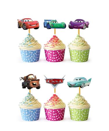 24x Cars Cupcake Toppers Strong Picks Happy Birthday D cor Cupcake Decorations for Kids Birthdays