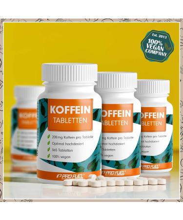 Buy 365 Vegan Caffeine Tablets - 200mg Pure Caffeine High-Dosed & Lab-Tested - Year Supply - Buy Online on GoSupps.com