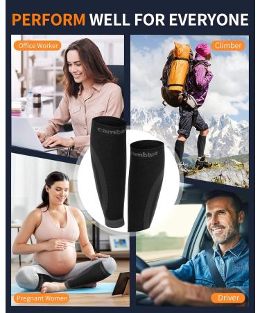 CAMBIVO 3 Pairs Calf Compression Sleeve for Men and Women Leg Compression Sleeve for Running Shin Splint Calf Cramps Varicose Veins Swelling-(Black L/XL) Black L/XL (6 Count) - Buy Online on GoSupps.com