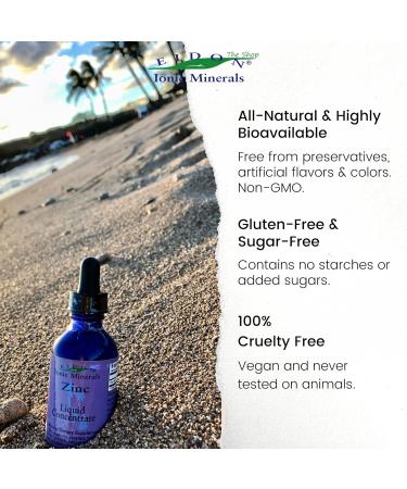 Eidon Ionic Minerals Liquid Zinc Concentrate - Ionic Zinc Sulfate Supplement Drops for Men Women & Kids Support Immune System Hair and Skin Liver and Kidney Health - 2 oz 2 Fl Oz (Pack of 1) - Buy Online on GoSupps.com