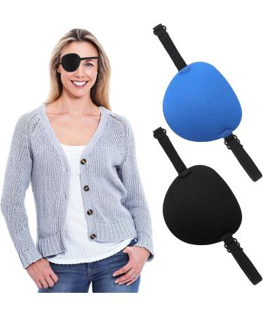 Sibba Adjustable Eye Patches for Kids & Adults - 2 PCS Medical Eye Patch for Amblyopia Cosplay & Pirate Costume - Blue & Black - Buy Online on GoSupps.com