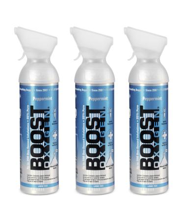 Boost Oxygen Canned 10-Liter Natural Inhaler Canister Bottle for High Altitudes, Athletes, and More, Peppermint (3 Pack)