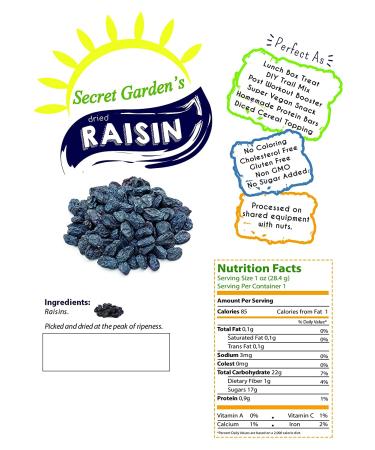 Premium Quality California Black JUMBO Raisins (1LB) - Seedless & Fresh - Resealable Bag - Natural & Ready to Eat - Buy Online on GoSupps.com