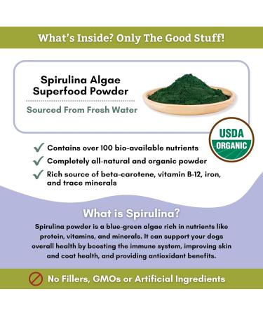 Wholistic Pet Organics Organic Spirulina Powder for Dogs - 4 Oz Superfood Multivitamin Supplement - Buy Online on GoSupps.com