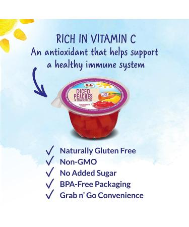 Dole Fruit Bowls Diced Peaches in Strawberry Gel - 4.3oz (36 Cups) | Gluten Free Healthy Snack - Buy Online on GoSupps.com