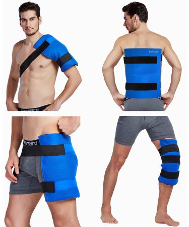 Koo-Care Large Flexible Gel Ice Pack & Wrap with Straps for Hot Cold Therapy - Pain Relief for Shoulder Rotator Cuff, Back, Hip, Knee Replacement Surgery, Shin Splint Injuries Reusable - 11" x 14" Blue - Buy Online on GoSupps.com