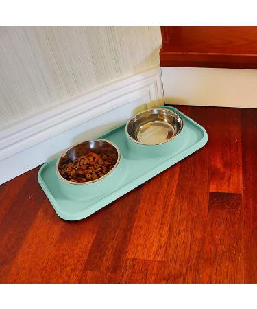 L.D.Dog Cat Food Bowls - Non-Skid Silicone Pads, Stainless Steel Dishes for Cats & Small Dogs - Aquamarine - Buy Online on GoSupps.com