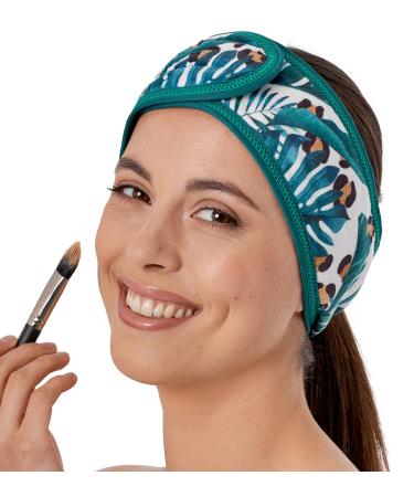 Spa Headband for Washing Face - Makeup & Skincare Face Wash Head Band - Face Mask Towel Terry Hair Band for Women - Tropical Tropical Safari