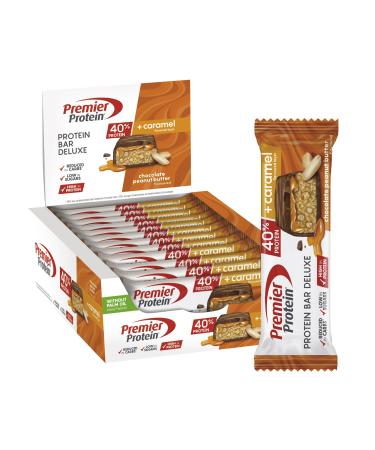 Premier protein - protein bar deluxe 40% - chocolate peanut butter - 12x50g - low sugar - low carb - palm oil -free chocolate peanut butter 12 pieces (1 Pack)