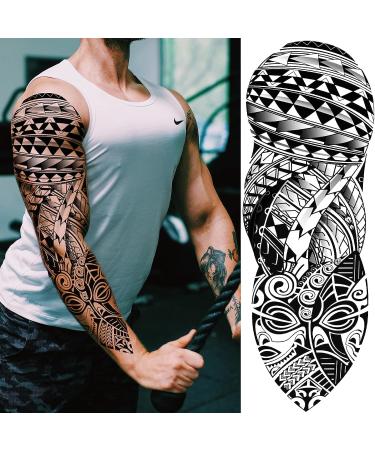 Tribal Totem Temporary Tattoo Sleeve Set for Men and Women - Full Arm and Half Leg Fake Tattoo Sticker Pack - Polynesian and Hawaiian Design - Buy Online on GoSupps.com