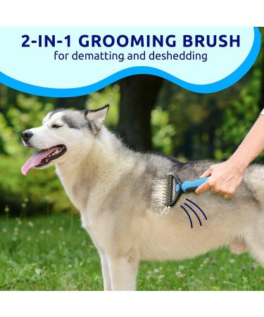 Pat Your Pet Deshedding Brush - Double-Sided Undercoat Rake for Dogs & Cats - Shedding Comb and Dematting Tool - Blue - Buy Online on GoSupps.com