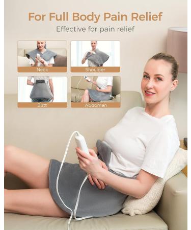 ALLJOY Electric Shoulder Heating Pad for Neck & Shoulders - Skin-Friendly Heated Wrap for Pain Relief - 3 Heat Settings - Auto Shut Off - 25*18 Gray - Buy Online on GoSupps.com