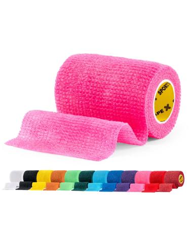 SPORTTAPE Self-Adhesive Football Sock Tape | 7.5cm x 4.5m - Pink | Cohesive Bandage - Pet Bandage Vet Wrap for Dogs & Horses | Compression Bandage Shin Pad Tape & Football Ankle Tape - Single Roll Pink 7.5x450 cm (Pack of 1)